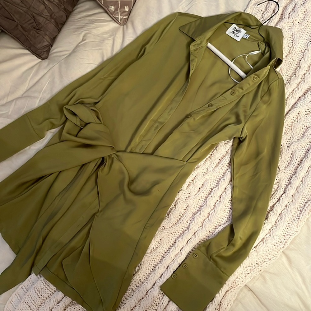 Princess Polly green long sleeve mini dress